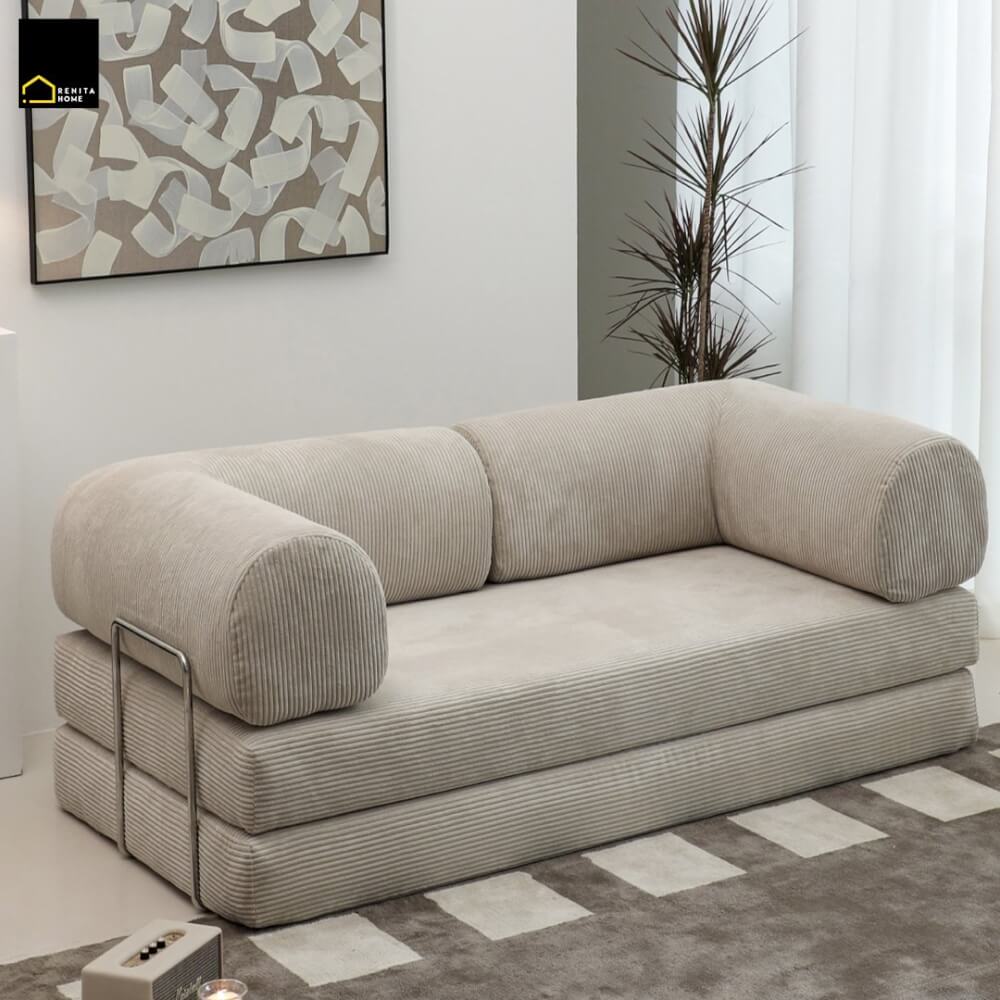 โซฟา RENITA HOME รุ่น LEKO 200x100cm. ผ้าลูกฟูกลอนใหญ่ สีน้ำตาล (608-15)_5